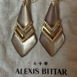 Alexis Bittar Topaz Lucite Crystal and Chevron Drop Earrings